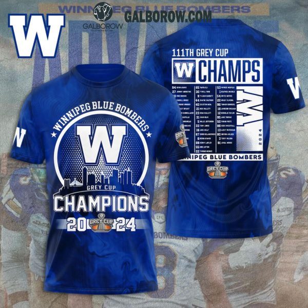 Winnipeg Blue Bombers 2024 Grey Cup Champions Fan Celebration Hoodie T-Shirt