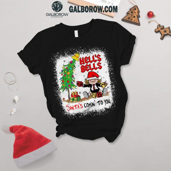 ACDC Hell’s Bells Santa’s Comin’ To You Christmas Fleece Pajamas Set