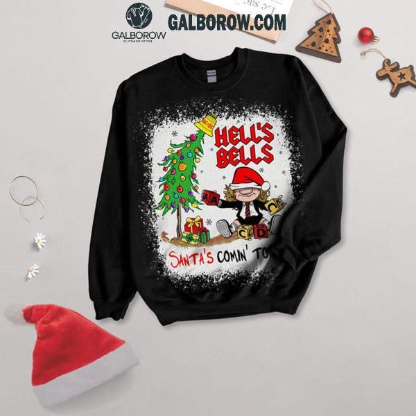 ACDC Hell’s Bells Santa’s Comin’ To You Christmas Fleece Pajamas Set