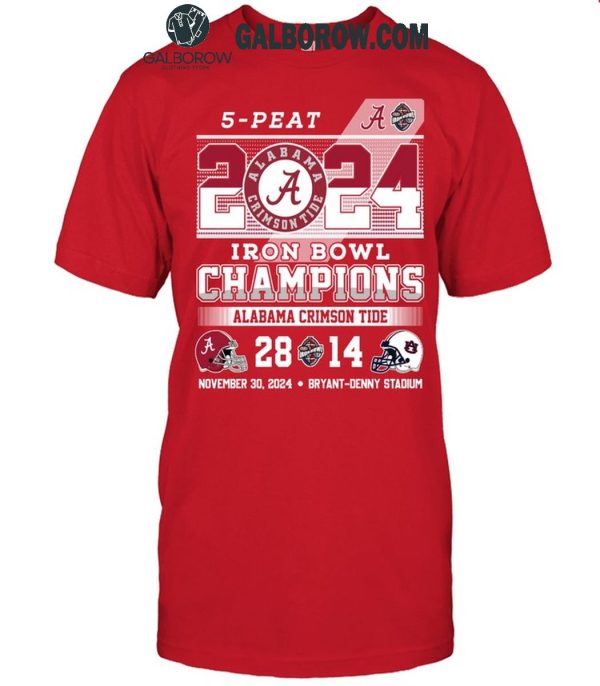 Alabama Crimson Tide 2024 5-Peat Iron Bowl Champions Cheer T-Shirt