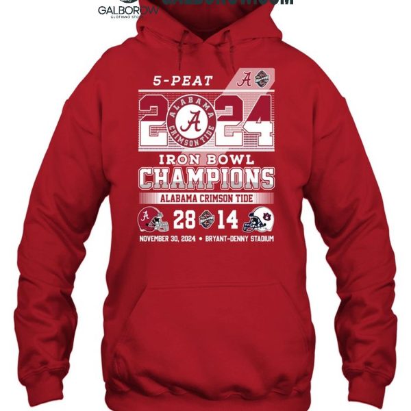 Alabama Crimson Tide 2024 5 Peat Iron Bowl Champions Cheer T Shirt