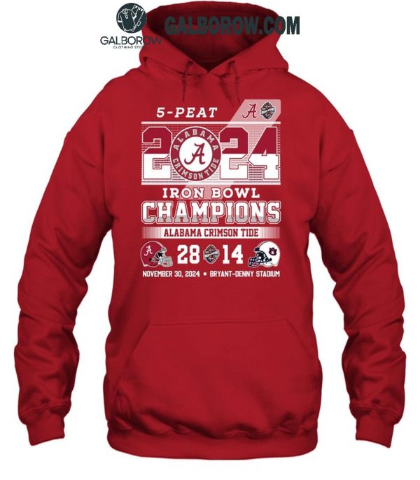 Alabama Crimson Tide 2024 5-Peat Iron Bowl Champions Cheer T-Shirt