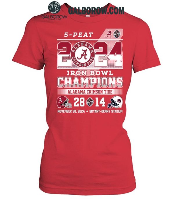 Alabama Crimson Tide 2024 5-Peat Iron Bowl Champions Cheer T-Shirt