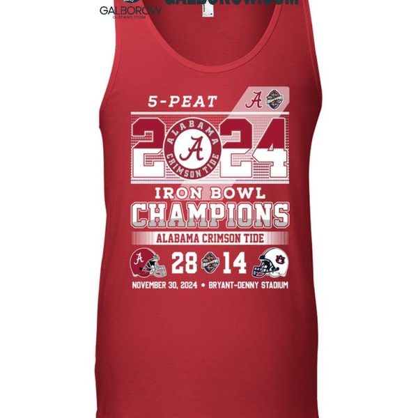 Alabama Crimson Tide 2024 5 Peat Iron Bowl Champions Cheer T Shirt