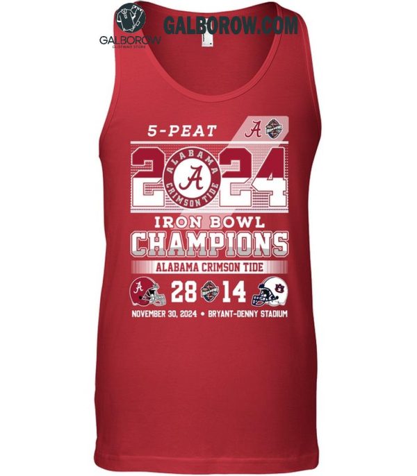 Alabama Crimson Tide 2024 5-Peat Iron Bowl Champions Cheer T-Shirt