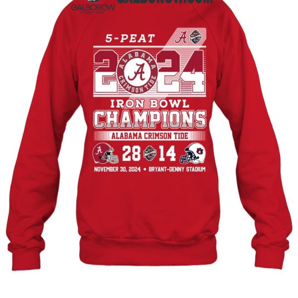 Alabama Crimson Tide 2024 5 Peat Iron Bowl Champions Cheer T Shirt