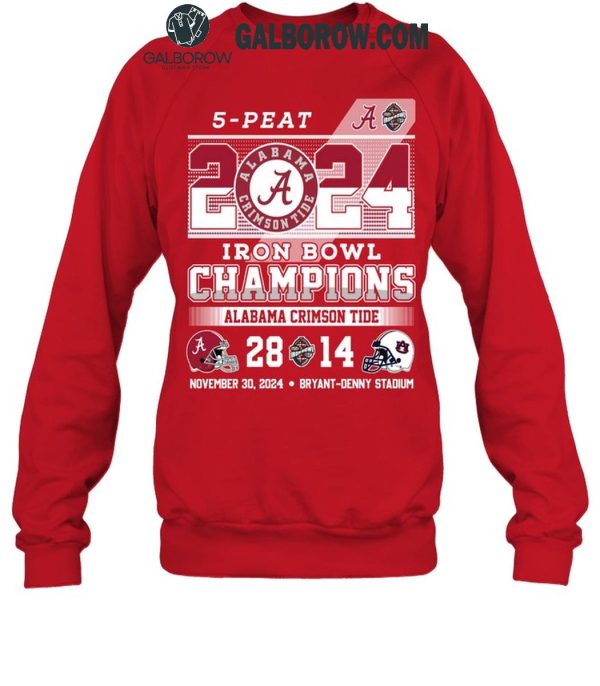 Alabama Crimson Tide 2024 5-Peat Iron Bowl Champions Cheer T-Shirt