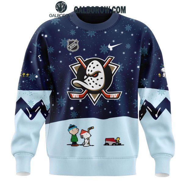 Anaheim Ducks Night Of Christmas With Peanuts Snoopy 2024 Hoodie T-Shirt