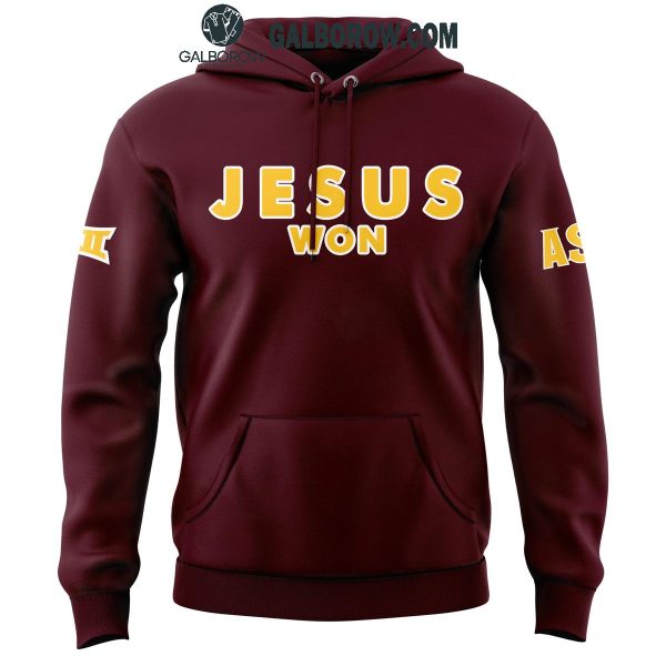 Arizona State Sun Devils 2024 Jesus Won We Have Faith Red Hoodie T-Shirt