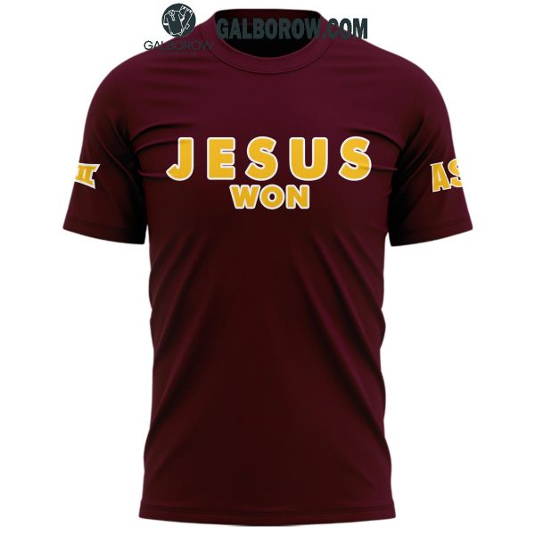 Arizona State Sun Devils 2024 Jesus Won We Have Faith Red Hoodie T-Shirt