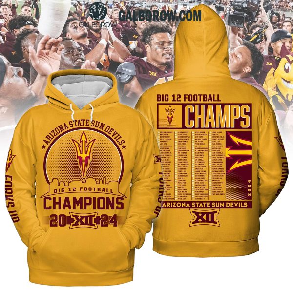 Arizona State Sun Devils Big 12 Football Champions 2024 Hoodie T-Shirt Yellow