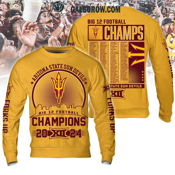 Arizona State Sun Devils Big 12 Football Champions 2024 Hoodie T-Shirt Yellow