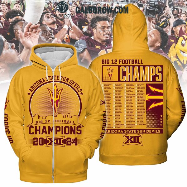 Arizona State Sun Devils Big 12 Football Champions 2024 Hoodie T-Shirt Yellow