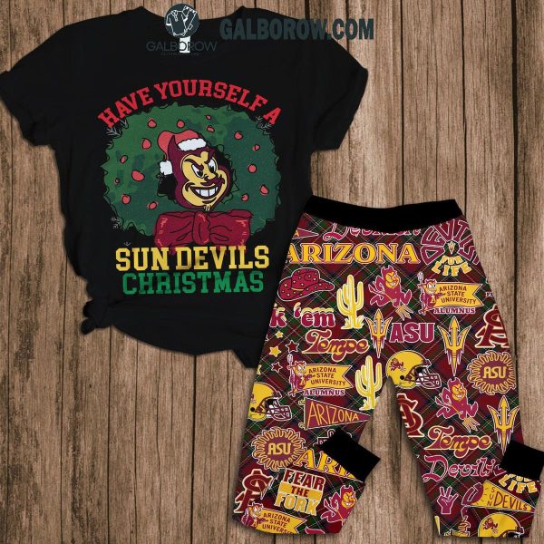 Arizona State Sun Devils Have Yourself A Merry Christmas Fleece Pajamas Set