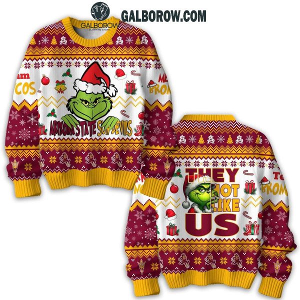 Arizona State Sun Devils The Grinch They Not Like Us 2024 Christmas Ugly Sweater