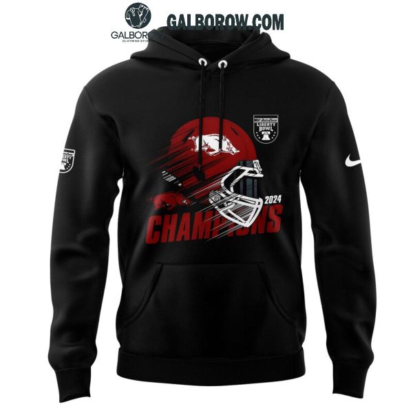 Arkansas Razorbacks Football 2024 Liberty Bowl Champions Black Hoodie