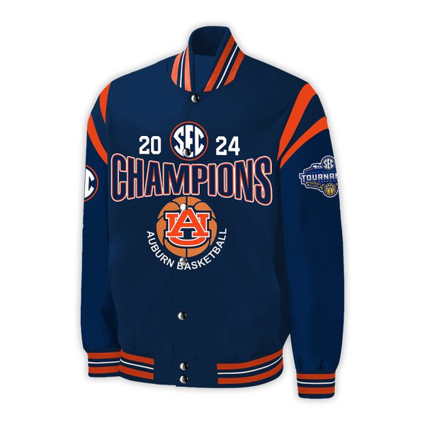 Auburn Tigers Basketball Celebrate 2024 SEC Tournament Champion Baseball Jacket