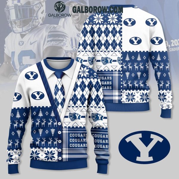 BYU Cougars Suit Up Happy Holidays Christmas Ugly Sweater