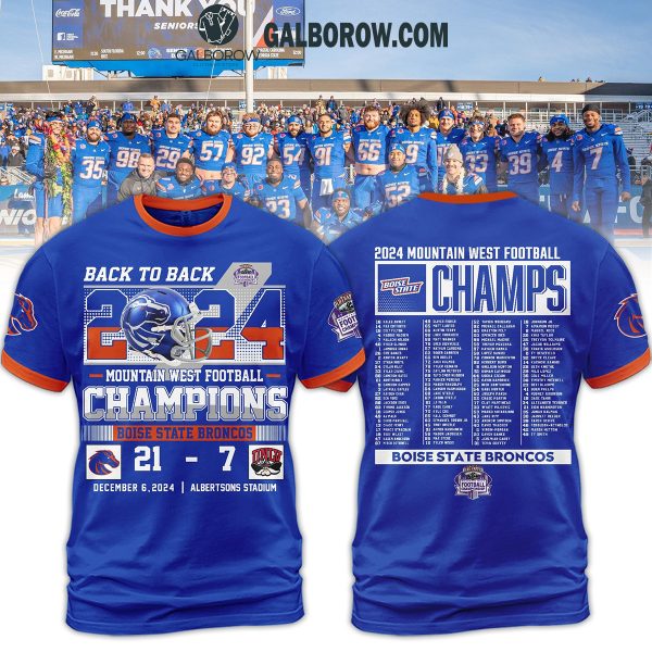 Boise State Broncos Back To Mountain West Champions 2024 Hoodie T-Shirt