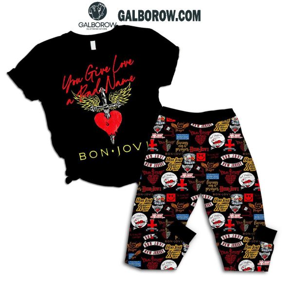 Bon Jovi Christmas You Give Love A Bad Name 2024 Fleece Pajamas Set