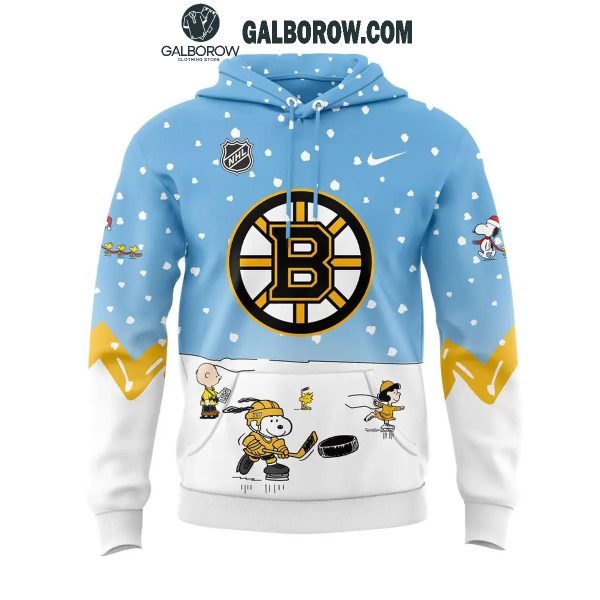 Boston Bruins Cheerful Christmas Of Peanuts Friends 2024 Hoodie T-Shirt