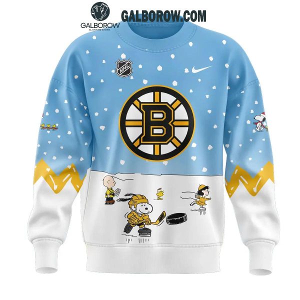 Boston Bruins Cheerful Christmas Of Peanuts Friends 2024 Hoodie T-Shirt