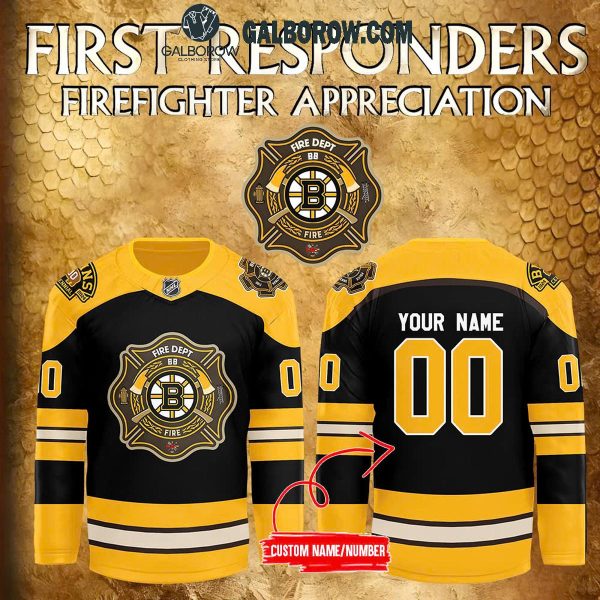 Boston Bruins Firefighter Appreciation Night Honoring Personalized Hockey Jersey