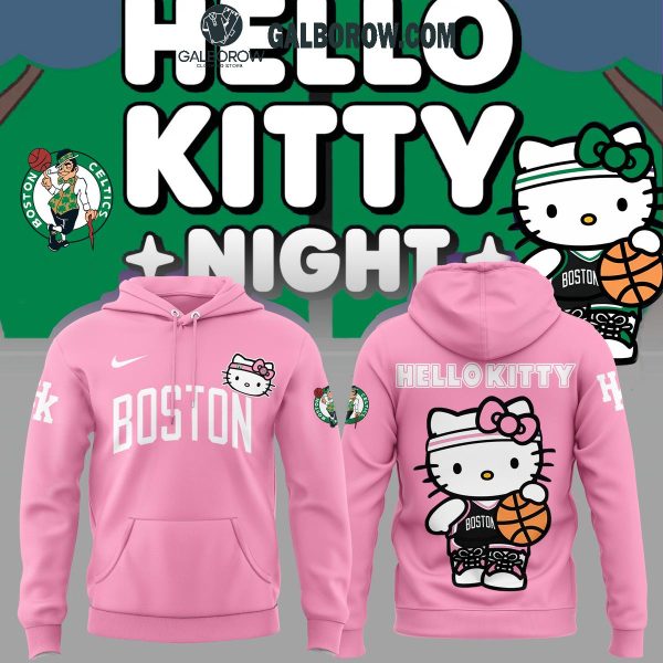 Boston Celtics NBA Team With Hello Kitty 2024 Anniversary Hoodie T-Shirt