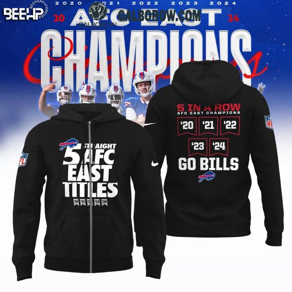 Buffalo Bills 5 Straight AFC East Division Titles 2020-2024 Go Bills Hoodie T-Shirt Black