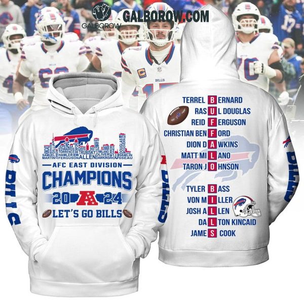 Buffalo Bills AFC East Division Champions 2024 Let’s Go Bills White Version Hoodie T-Shirt