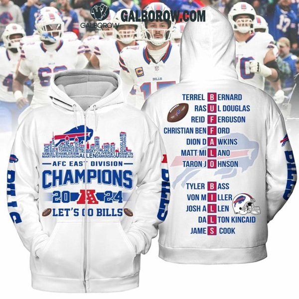 Buffalo Bills AFC East Division Champions 2024 Let’s Go Bills White Version Hoodie T-Shirt