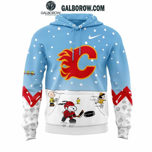 Calgary Flames Snoopy Friends Peanuts Hockey Holiday Cheers Hoodie T-Shirt