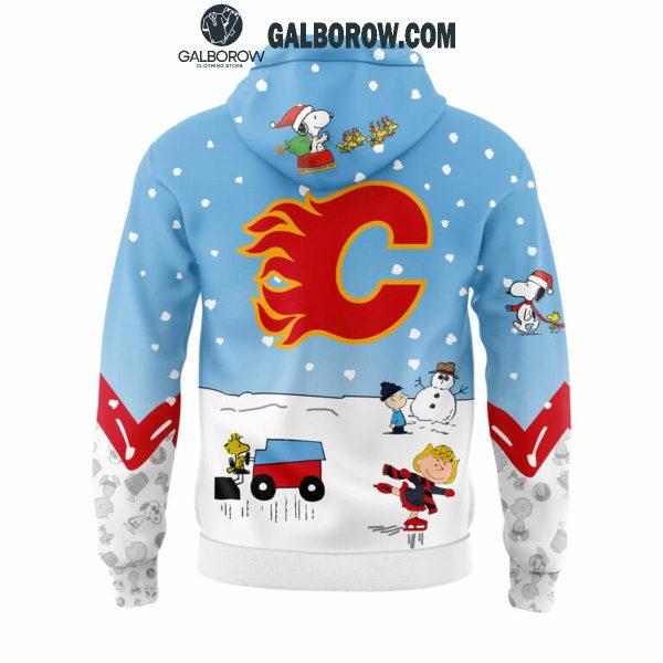 Calgary Flames Snoopy Friends Peanuts Hockey Holiday Cheers Hoodie T-Shirt