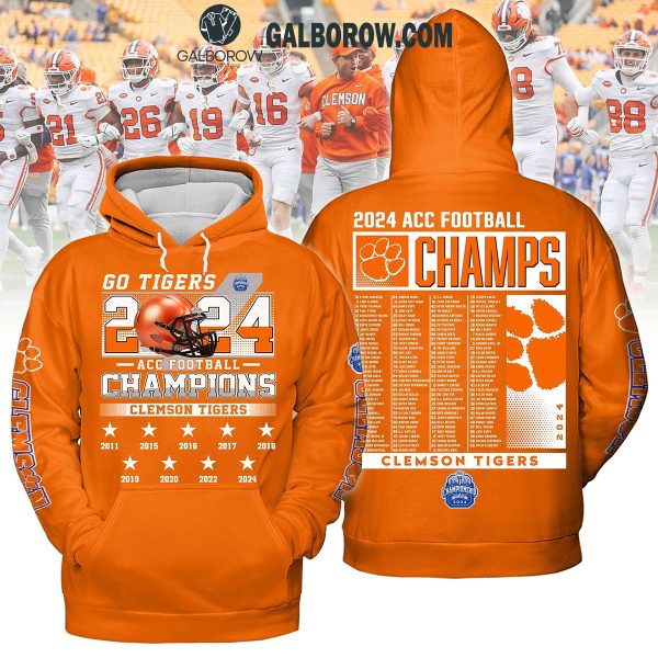 Clemson Tigers Team AAC Football Champions 2024 Celebrating Hoodie T-Shirt