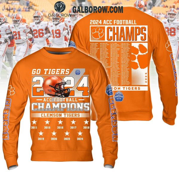 Clemson Tigers Team AAC Football Champions 2024 Celebrating Hoodie T-Shirt