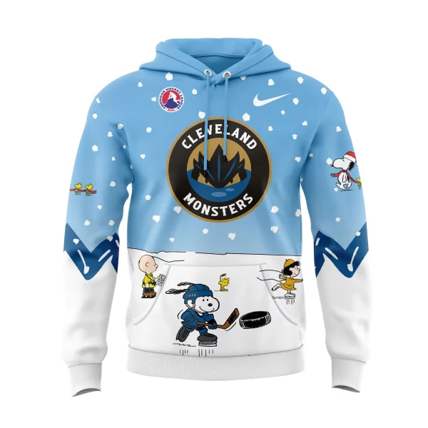 Cleveland Monsters 2024 Snoopy Cheering Peanuts Winter Hoodie T-Shirt