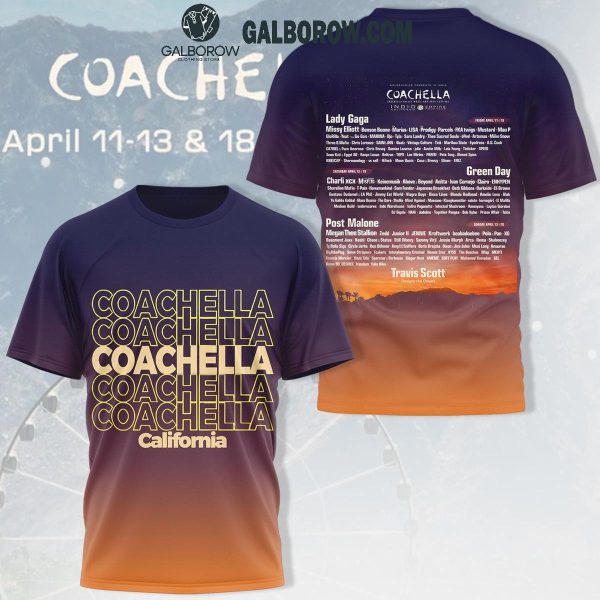 Coachella Florida 2025 The Line Up Lady Gaga Post Malone Hoodie T-Shirt