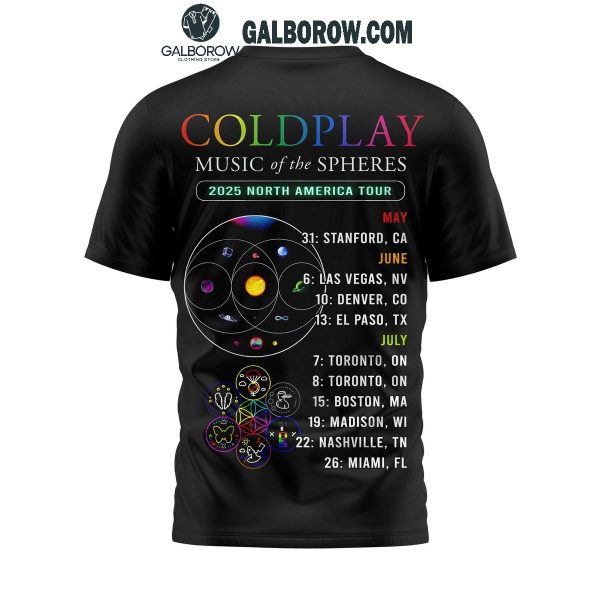 Cold Play Music Of The Spheres 2025 North America Tour Hoodie T Shirt