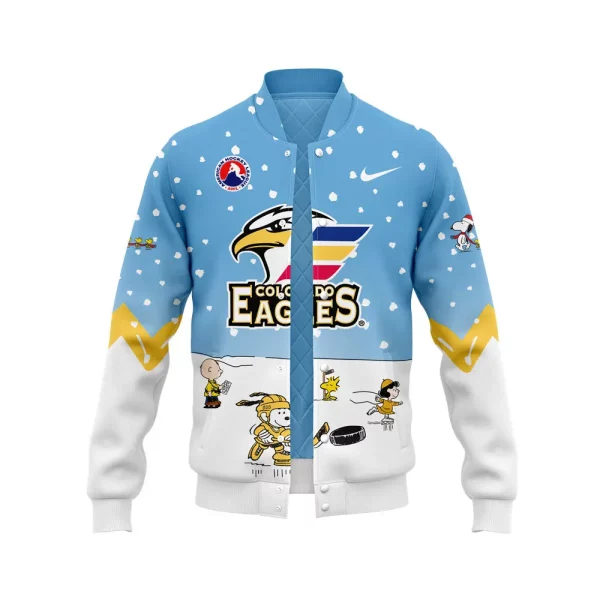 Colorado Eagles Snoopy Cheering Peanuts Winter 2024 Baseball Jacket