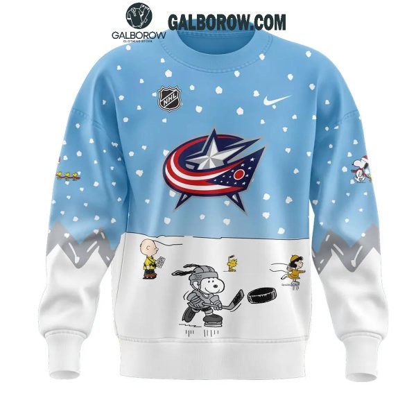 Columbus Blue Jackets Cheerful Christmas Of Peanuts Friends Sweatshirt 2024 Hoodie T-Shirt