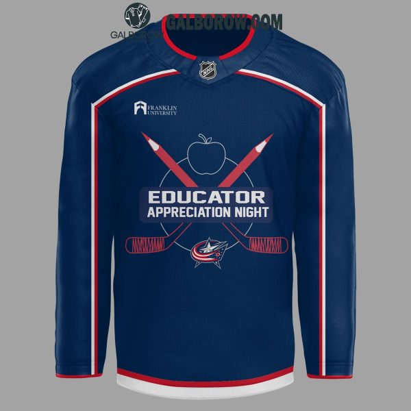 Columbus Blue Jackets Educator Appreciation Night Spirit Personalized Hockey Jersey