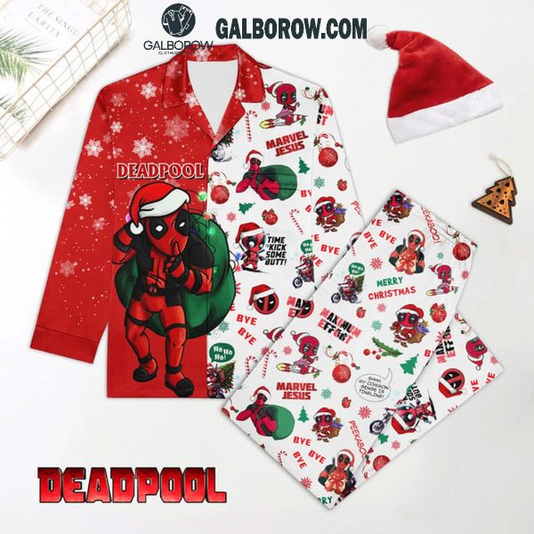 Deadpool Santa Steal Your Christmas Gift Satin Polyester Pajamas Set