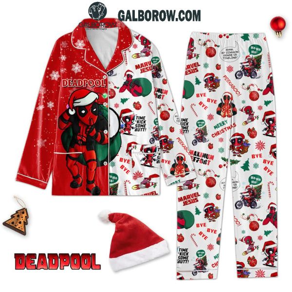 Deadpool Santa Steal Your Christmas Gift Satin Polyester Pajamas Set