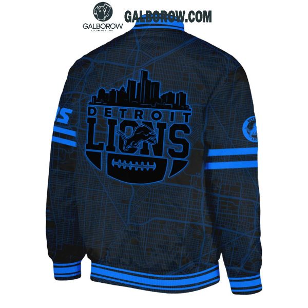 Detroit Lions 2024 Back In Black City Skyline Baseball Jacket