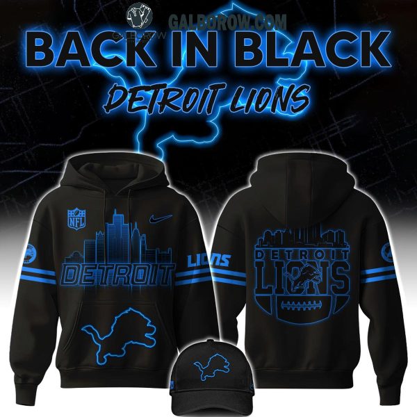 Detroit Lions 2024 Back In Black City Skyline Hoodie T-Shirt