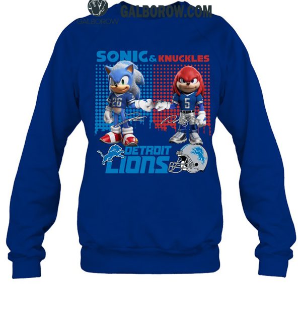 Detroit Lions Sonic And Knuckles The Champions NFC 2024 T-Shirt