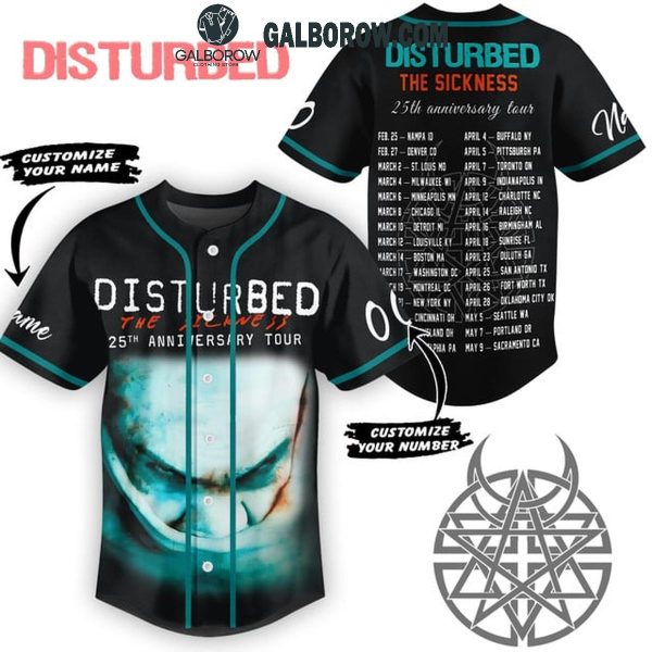 Disturbed The Sickness 25th Anniversary Tour Personalized Baseball Jersey