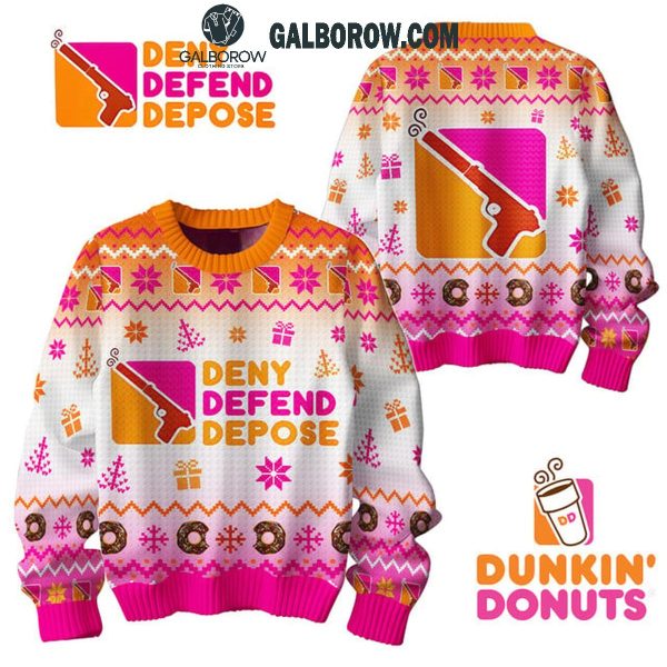 Dunkin’ Donuts Deny Defend Depose 2024 Christmas Ugly Sweater