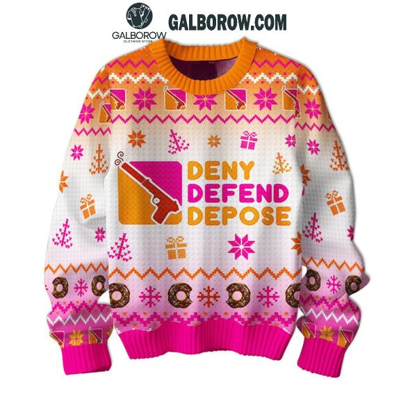 Dunkin’ Donuts Deny Defend Depose 2024 Christmas Ugly Sweater