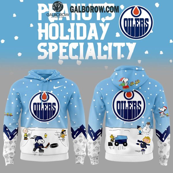 Edmonton Oilers Snoopy Friends Peanuts Hockey Holiday Cheers Hoodie T-Shirt